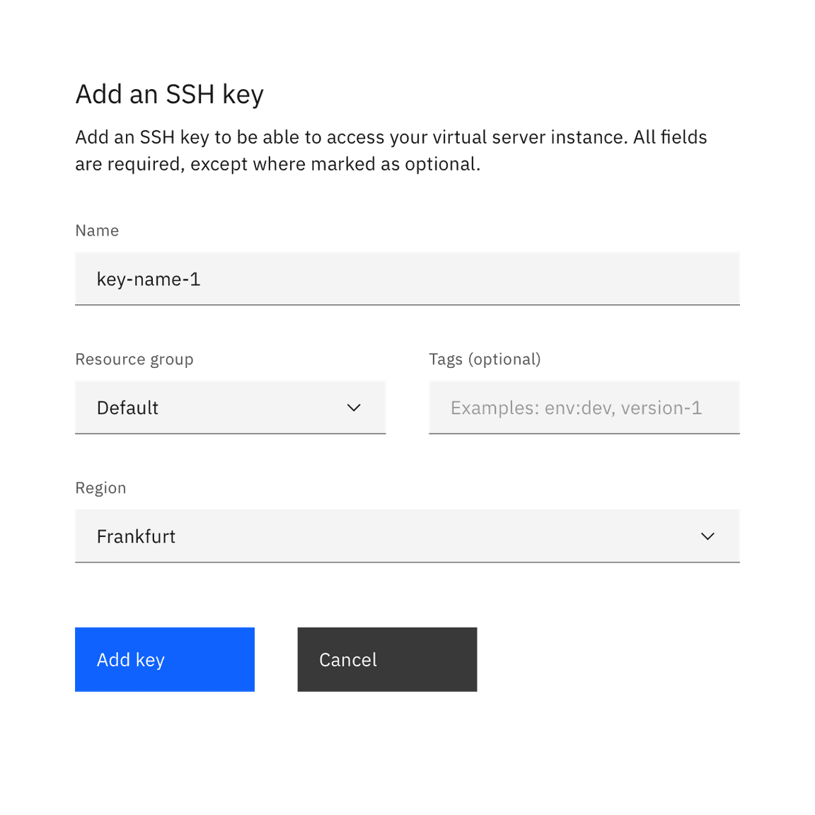 Example of a short user sign-up form using the optional pattern